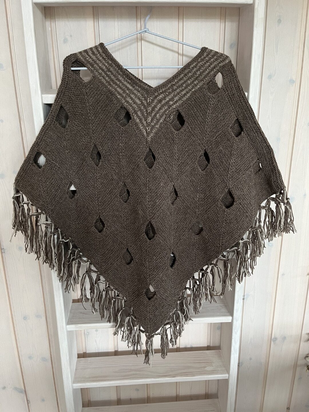 Strikket poncho af dominofirkanter, opskrift - Billede 5